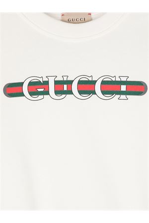 felpa in cotone bianco GUCCI KIDS | 793528XJGPJ9214